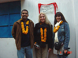 Duleep, Vassula, Catarina - infront of the 1st TLIG school