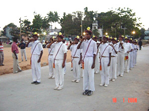 Band preceding Vassula and the priests to the meeting