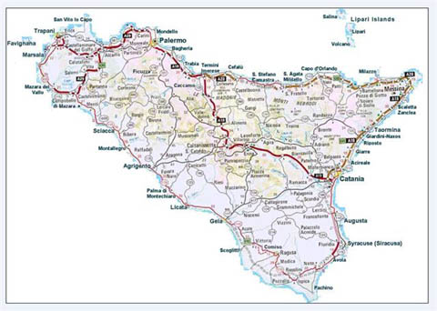 Carte de la Sicile