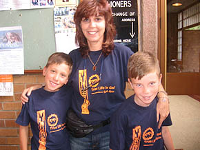 Gracinda and children, Volunteers with TLIG shirts